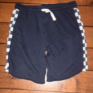 dip Black and White Athletic Shorts with Checkered Stripes